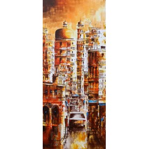 Dawood, 12 x 30 Inch, Acrylic on Canvas, Cityscape Painting, AC-DWD-004